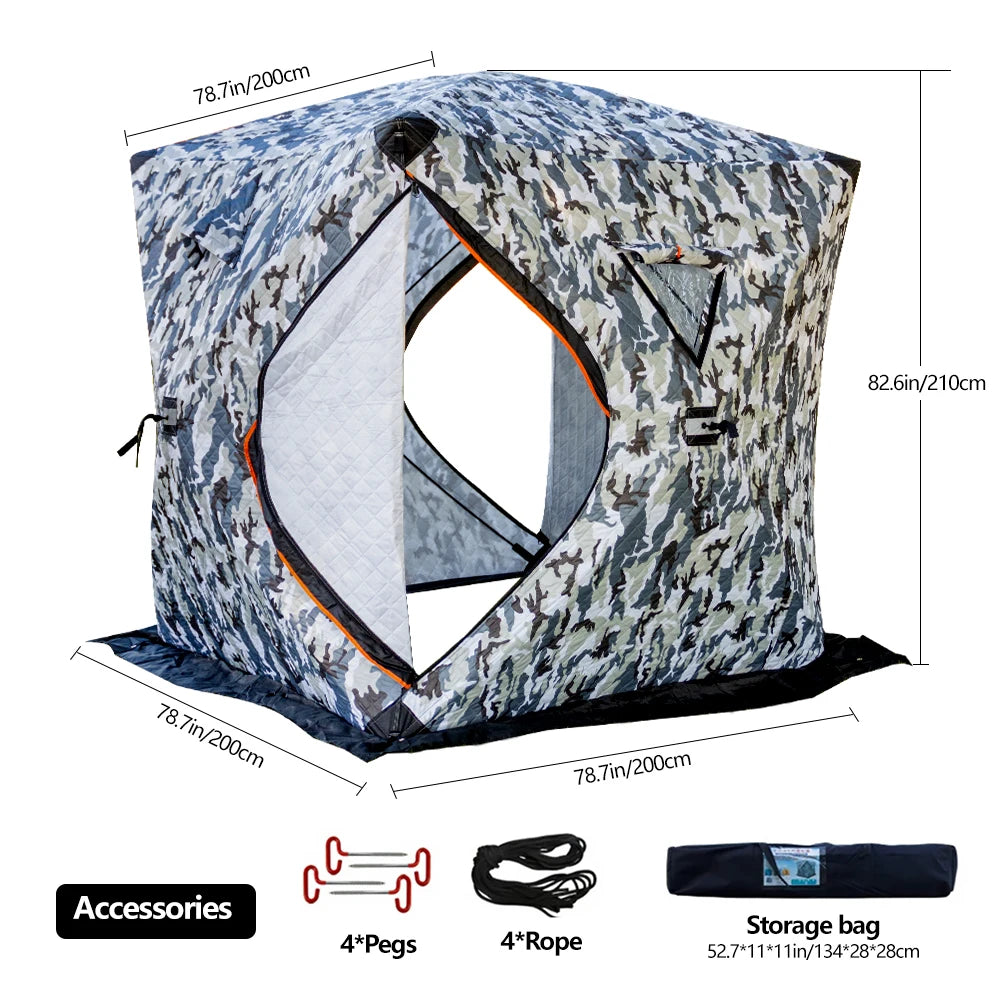 Outdoor Ice Fishing Tent Equipment Winter Fishing Thickened Cotton Quick-Open Quilted Warm And Cold-Proof Four-Person House