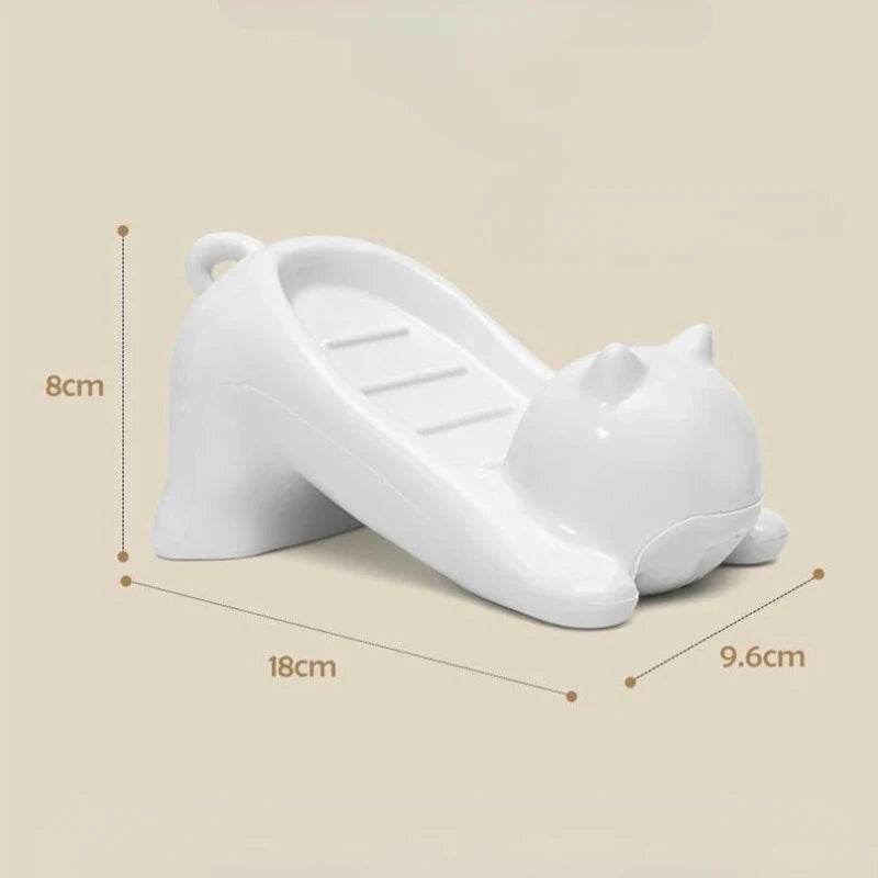 Kawaii White Cat Soap Drain Rack Kitchen Sponge Storage Rack Bathroom Soap Holder Non-slip Container Cute Home Organizer