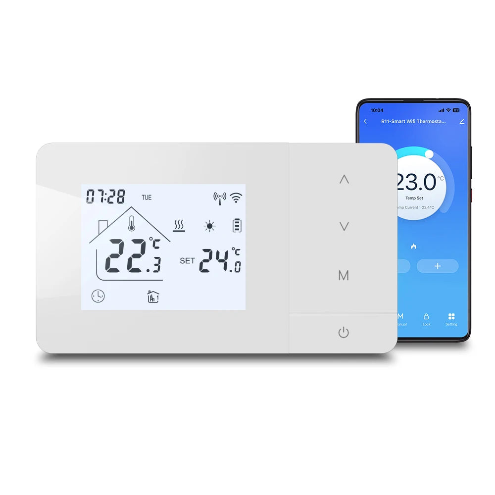 Smart Tuya WiFi Thermostat for Gas Boiler Heating /Cooling Powered by Battery/USB Works With Alexa Google Home