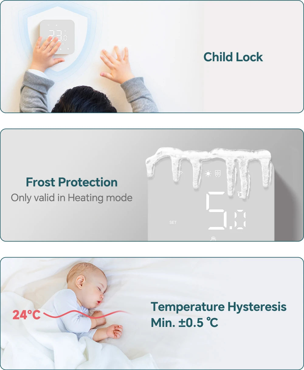 Beok Tuya Thermostat Heating Wifi Smart Battery or USB Powered Boiler Thermoregulator for Alexa,Google Home,Alice