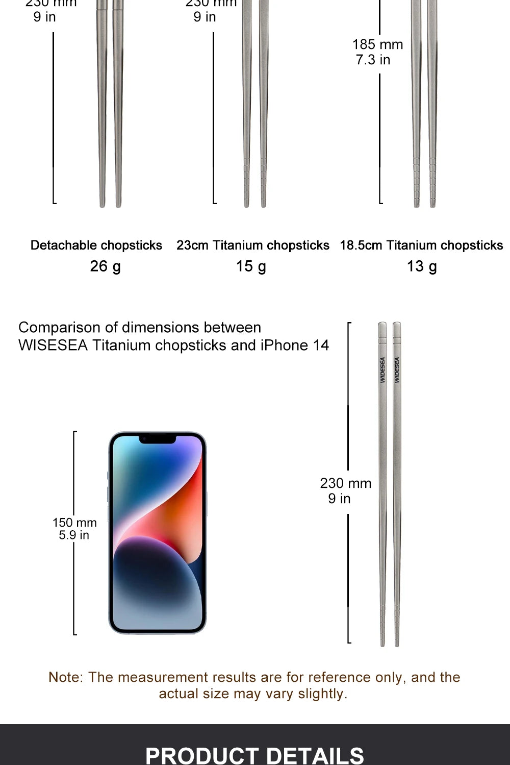 Widesea Camping Titanium Chopsticks Tableware Detachable Chopsticks Hiking Traveling Picnic Equipment Supplies Dinnerware