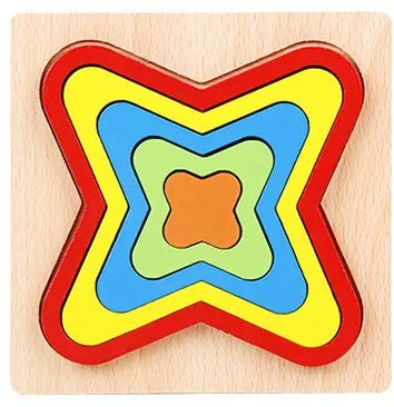 Stacking Puzzle Game Blocks Educational Toy for Kids Montessori Wooden Shape Sorting Puzzle Sensory Toys Developmental 1 2 3 4 Y