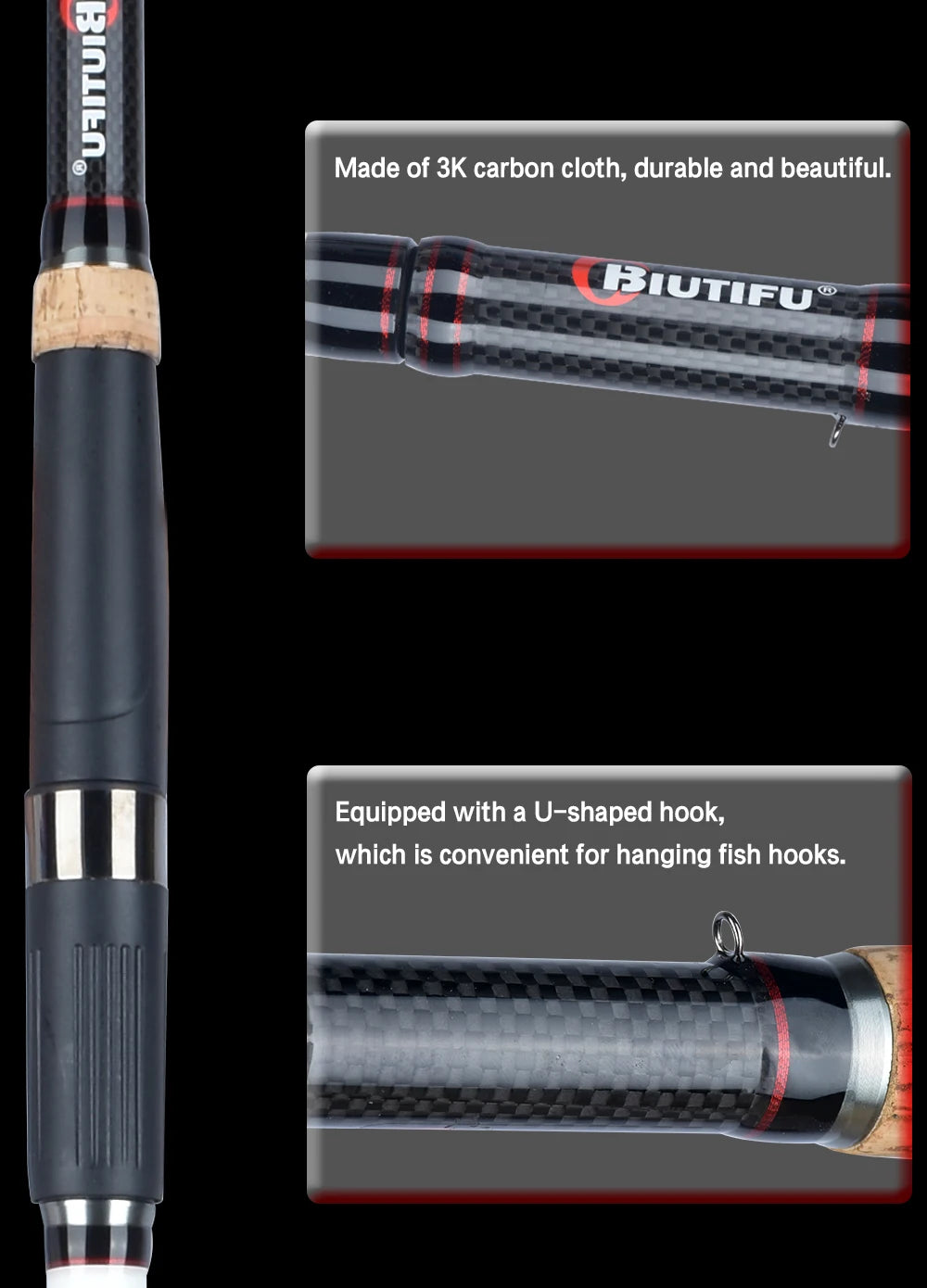 BIUTIFU 3.75lbs Telescopic Carp Fishing Rods 3.0/3.6/3.9/4.2m T800 Carbon Travel Spinning Surfcasting 40-180g Lake Sea Hard Pole