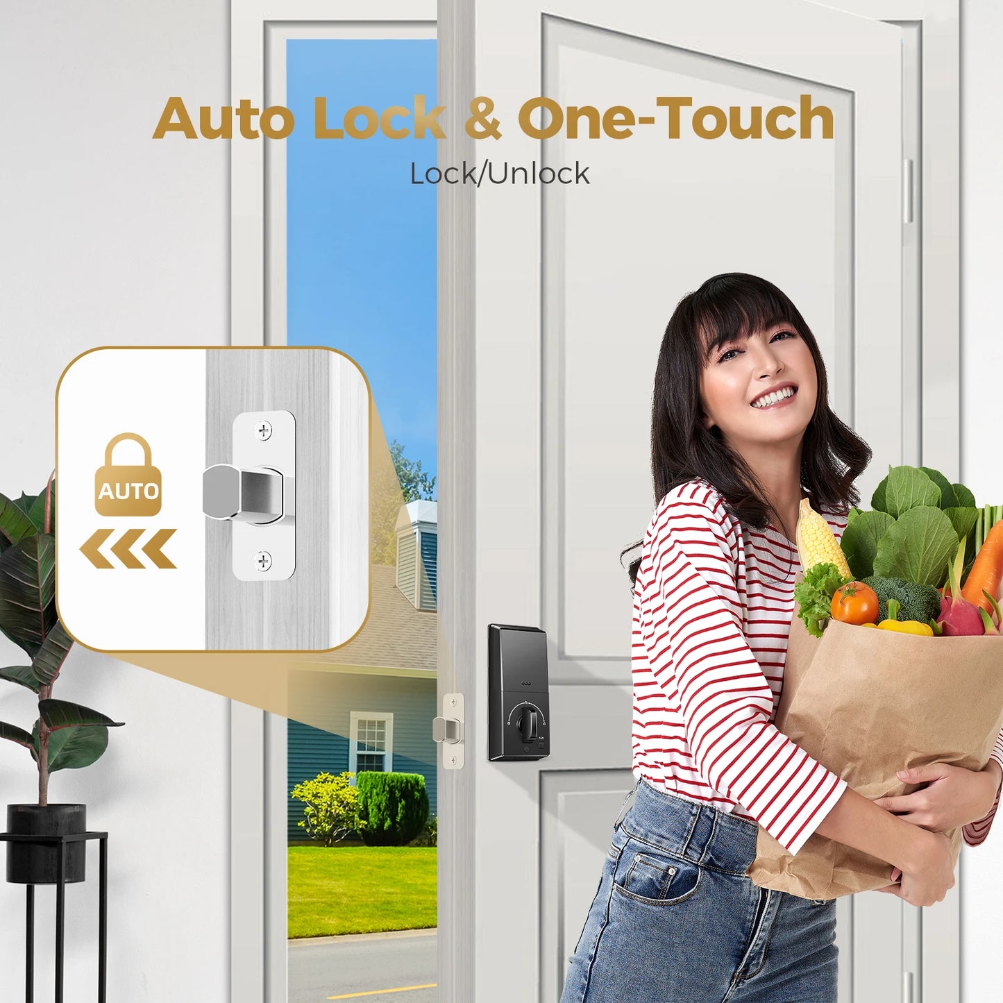 Arpha Smart Lock D180 100 Entry Codes 16 Anti Peeping Password Electronic Keypad Deadbolt Electronic Door Lock Low Battery Alarm