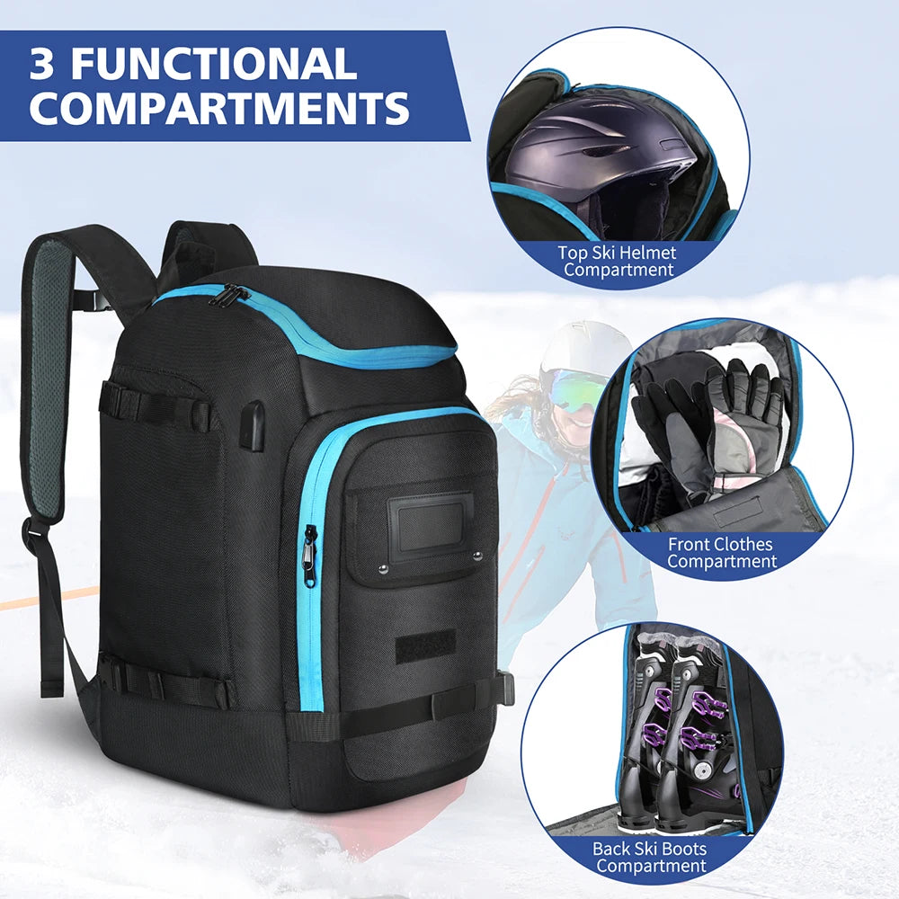 Ski Boots Bag Outdoor Skiing Capacity Large Backpack Unisex Dry Wet Separation Waterproof Storage Helmets Boot Gloves Snowboard