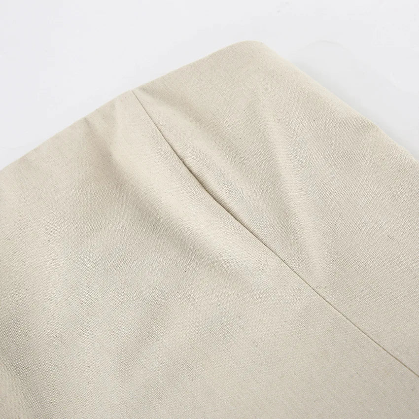 Minimalist Cotton Linen Design Strapless Dress Summer Women's Personal Street Elastic Backless Pocket Vacation Beach Dress