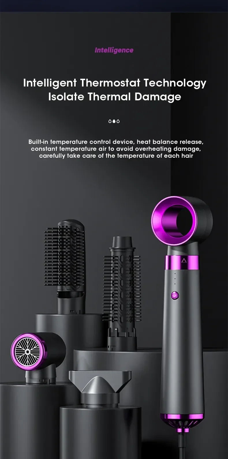 2025 Electric Hair Dryer 5in1 Multifunctional Hair Straightener Negative Ion Hair Care Curler Blow Dryer Styling Set Strong Wind