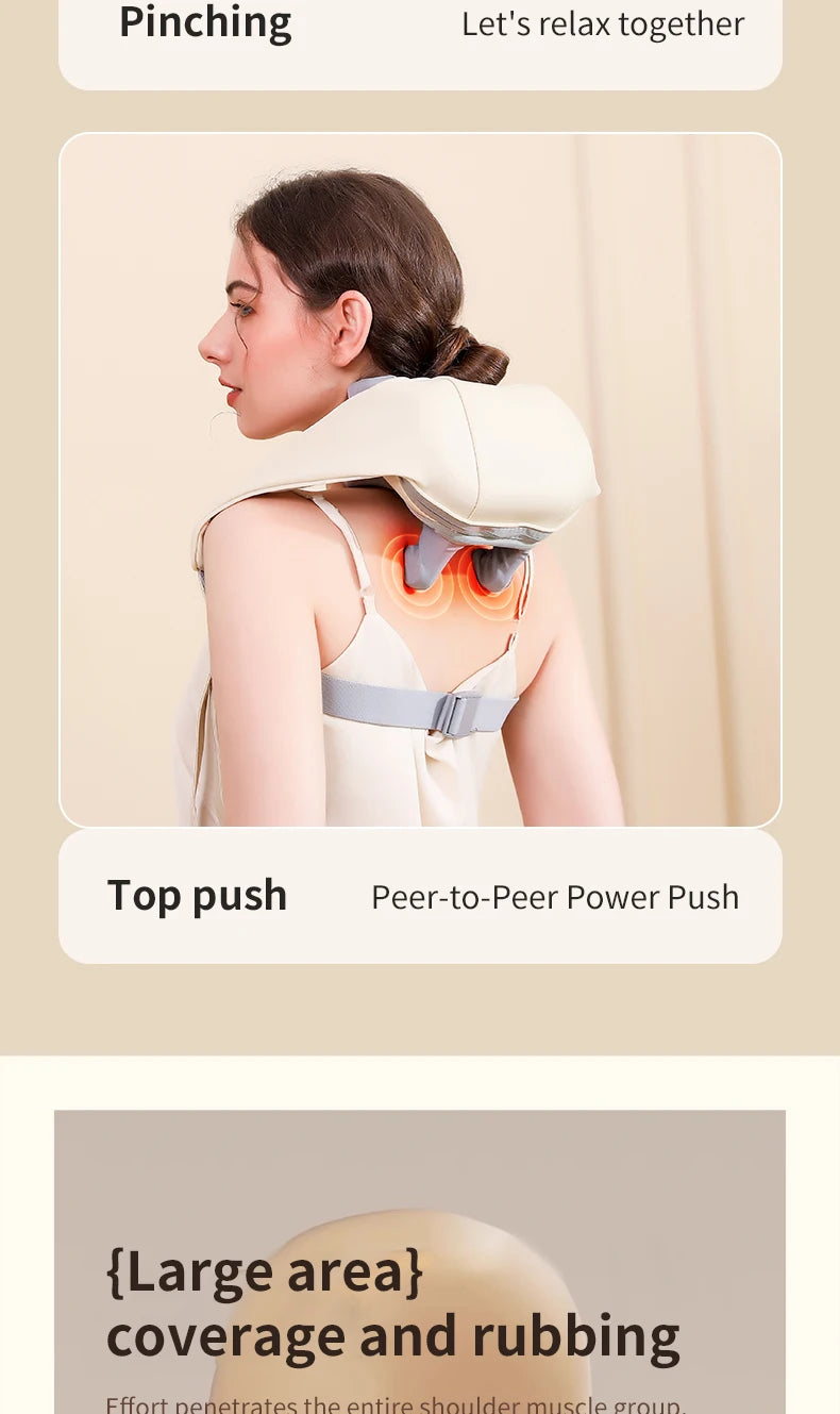 Wireless Electric Shoulder Massager Air Compress Kneading Multifunctional Neck Massager Shawl Massaging Muscle Relaxing