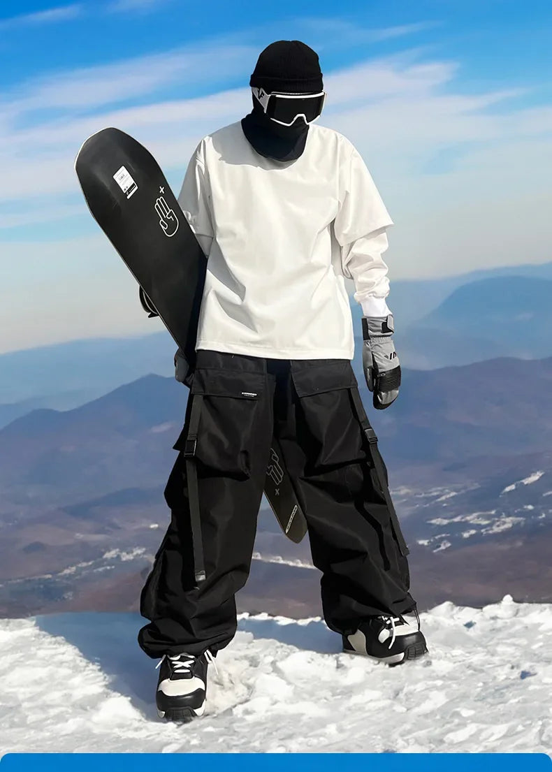 Warm Violet Ski Pants for Women and Men Thickened Skiing Trousers Waterproof American Heavy Industry Snowboarding Pants