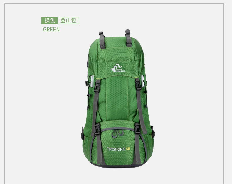 60L Camping Hiking Backpacks Men Outdoor Tourist Backpacks Nylon Sport Bag for Climbing Travelling with Rain Cover Free Knight