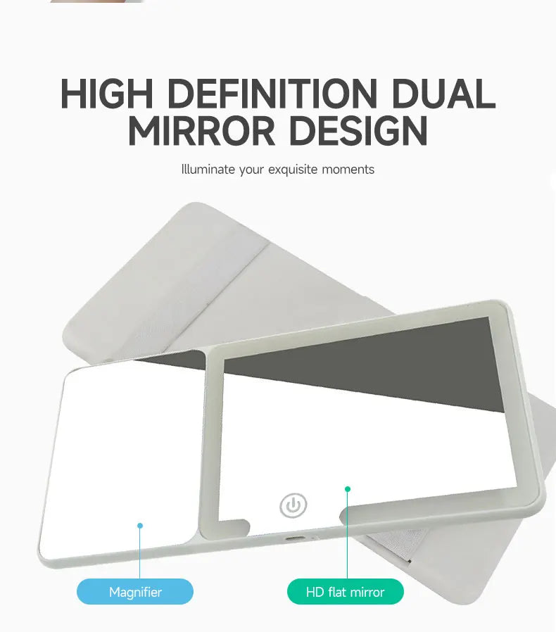Car Sun Visor Makeup Mirror LED Touch Screen Adjustable Brightness Auto Interior Makeup HD Mirror with Magnifying Glass