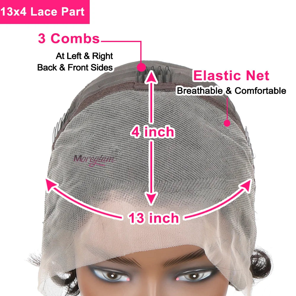 Pixie Cut Wig Short Curly Lace Front Human Hair Wigs For Black Women Raw Indian Finger Wave 13x4 Transparent Lace Frontal Wigs