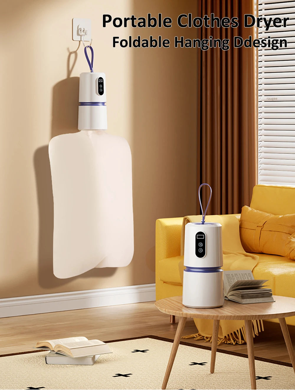 Pocket style mini dryer, silent integrated foldable dryer, household portable clothes dryer, business trip drying tool.