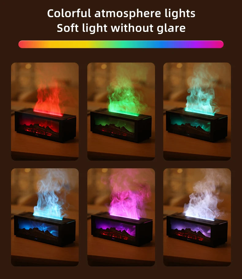 Creative Fireplace Aroma Diffuser Essential Oil Air Humidifier Difusor Remote Control Desktop Decoration for Home Holiday Gift