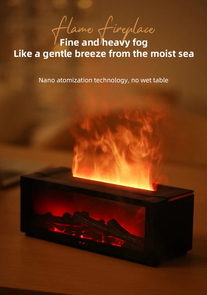 Creative Fireplace Aroma Diffuser Essential Oil Air Humidifier Difusor Remote Control Desktop Decoration for Home Holiday Gift