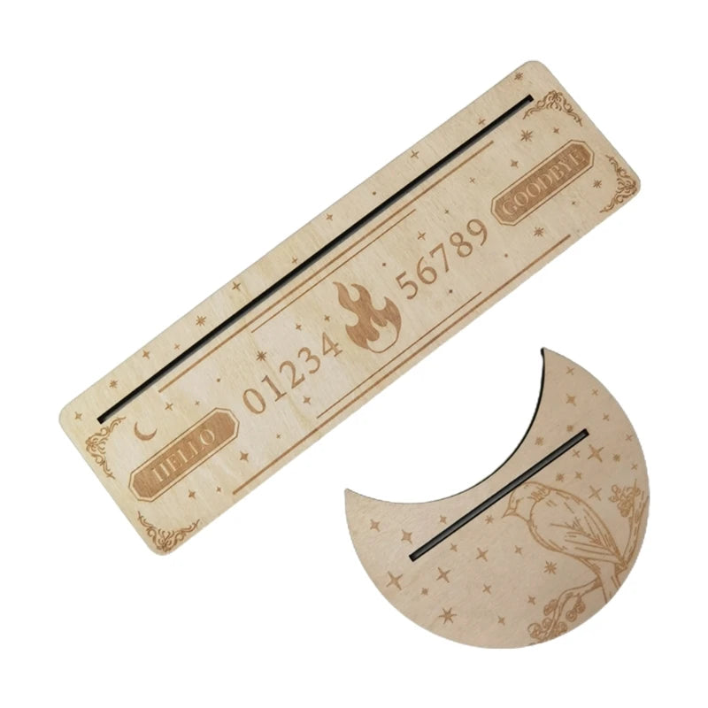 Wooden Tarot Card Stand Holder Moon Phases Altar Base Moon Shape And Rectangle Cards Holder For Witch Divination Tools