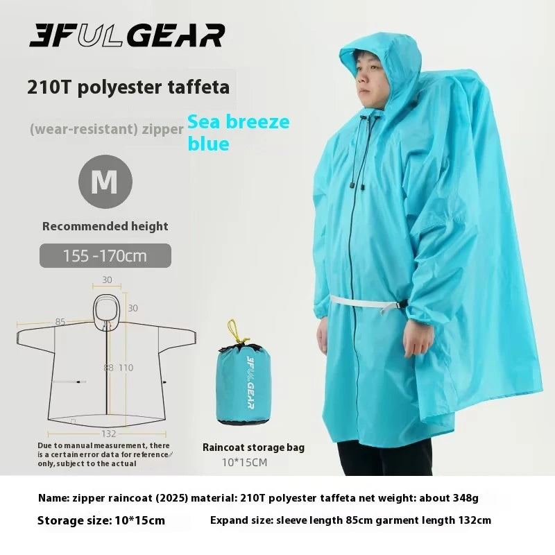3F UL GEAR Sleeve Raincoat Lightweight Windproof and Waterproof PU5000mm 3D Silicon Coating Fabric About 180g Nylon Polyester