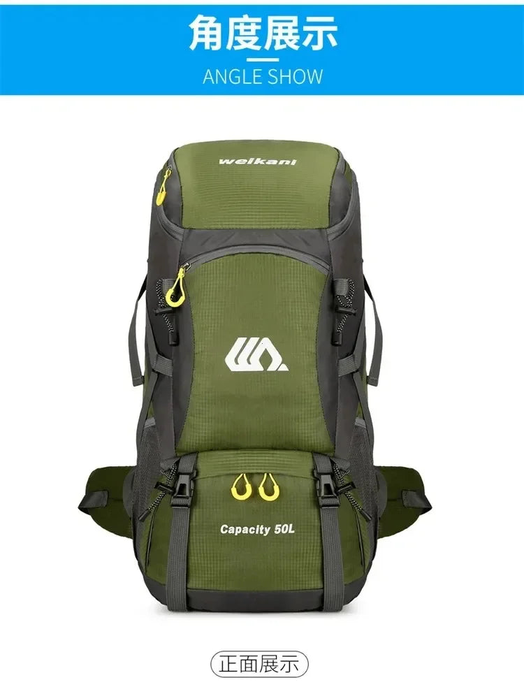 50L Travel Backpack Camping Bag For Men Large Hiking Bag Tourist Rucksack Waterproof Outdoor Sports Climbing Mountaineering Bag