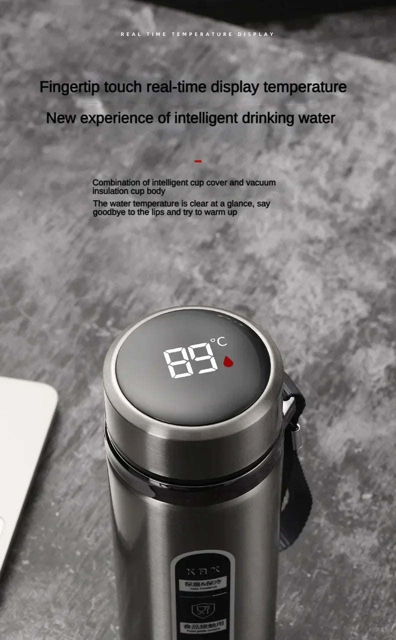 StainlessSteel Thermos Bottle with LED Temperature Display, 500-1000ML