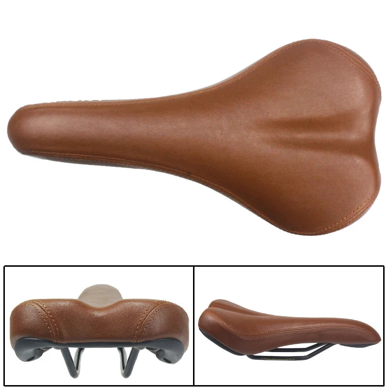 HEPPE MTB Road Bike Saddle Vintage Bike Seat Classical Cycling Saddle Retro Cushion Brown PU Leather Bike Saddle Bike Parts