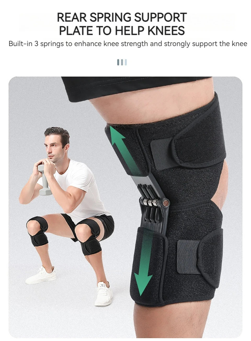 GOBYGO 1Pcs Adjustable Knee Booster Knee Brace For Patella Immobilization Squatting Knee Protector Outdoor Mountaineering Unisex