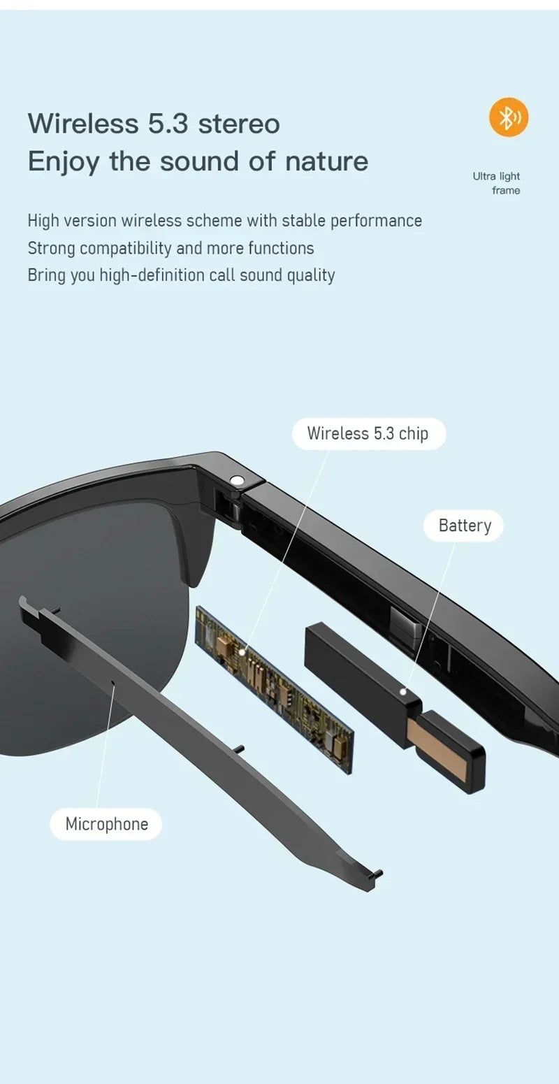 Xiaomi MIJIA Smart Sunglasses Glasses Waterproof Anti-UV Bluetooth Call Outdoor Sports Headphones HIFI Blue Light For Men Women