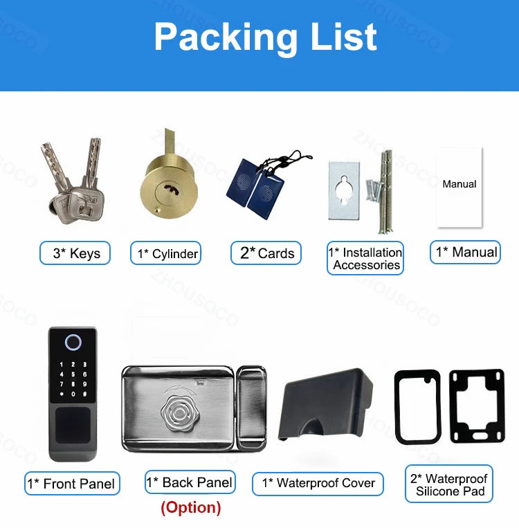 Tuya Wifi Waterproof Outdoor Smart Door Lock TTLock App Fingerprint Lock Card Code Remote Unlock Keyless Digital Electronic Lock