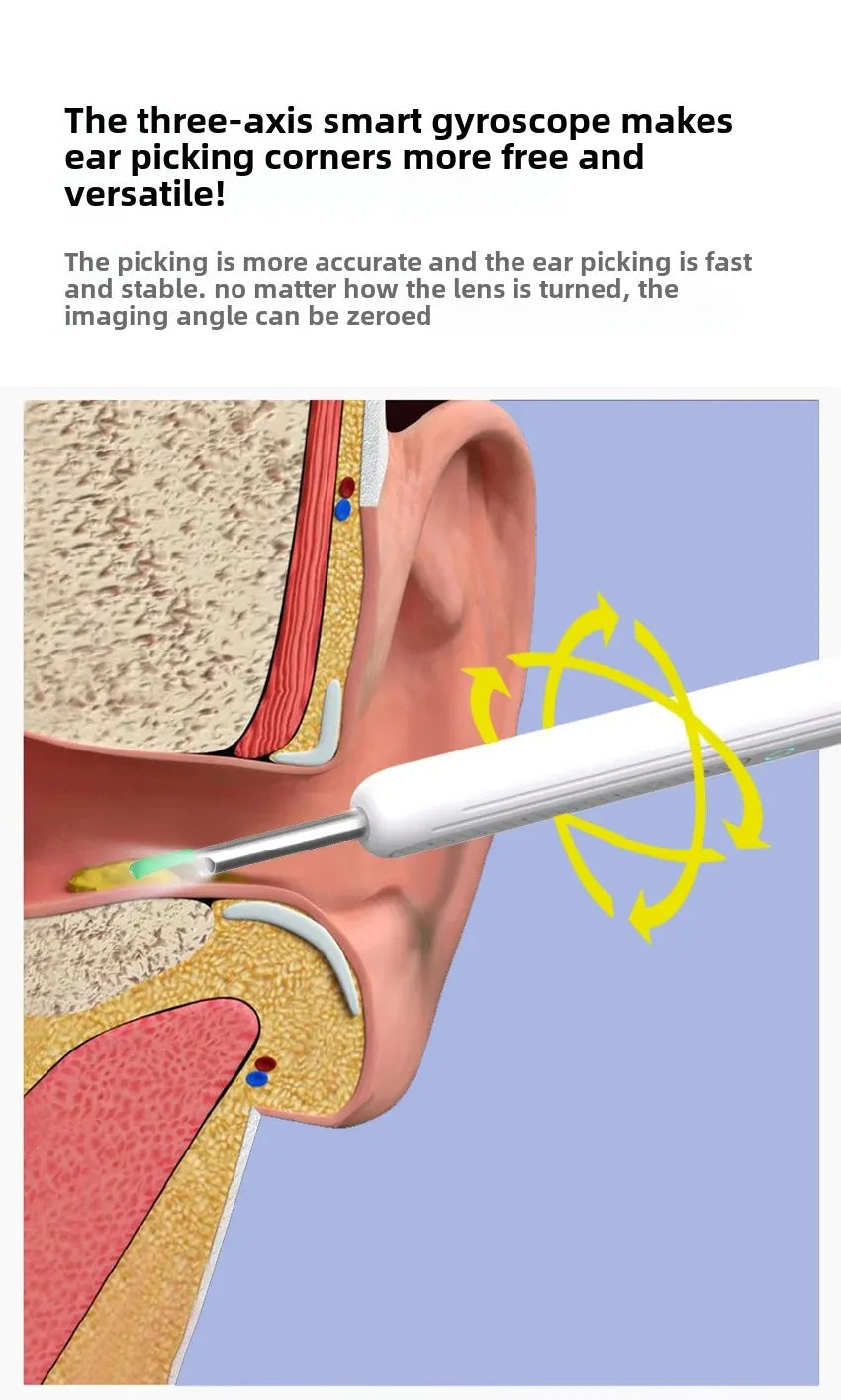 1-9pcs/Set Visual Ear Cleaner with Camera Ear Sticks USB Charging Ear Wax Removal Tool WIFI Connection 6 LED Lights Earpick