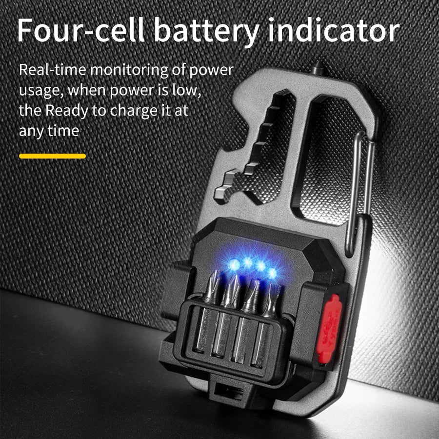 AmmToo Ultra Small Mini LED Light Rechargeable Keychain Light Outdoor Camping COB Work Light Portable Pocket Wrench Screwdriver