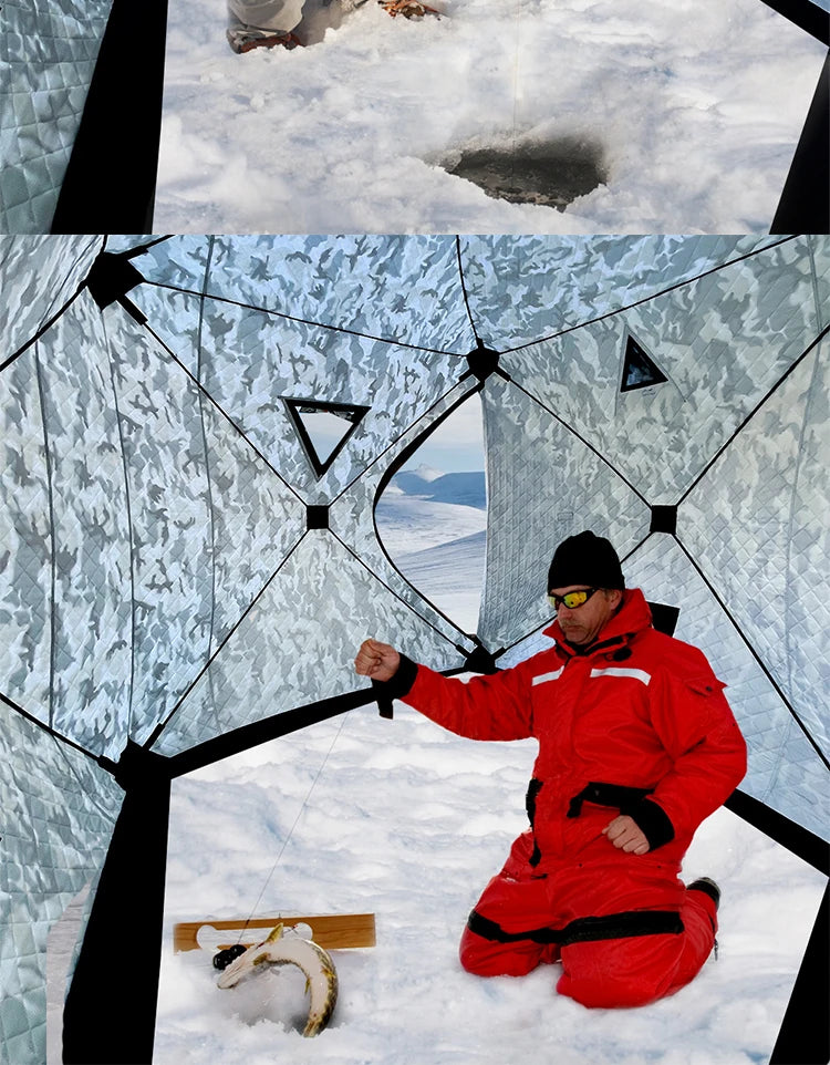 Outdoor Ice Fishing Tent Equipment Winter Fishing Thickened Cotton Quick-Open Quilted Warm And Cold-Proof Four-Person House