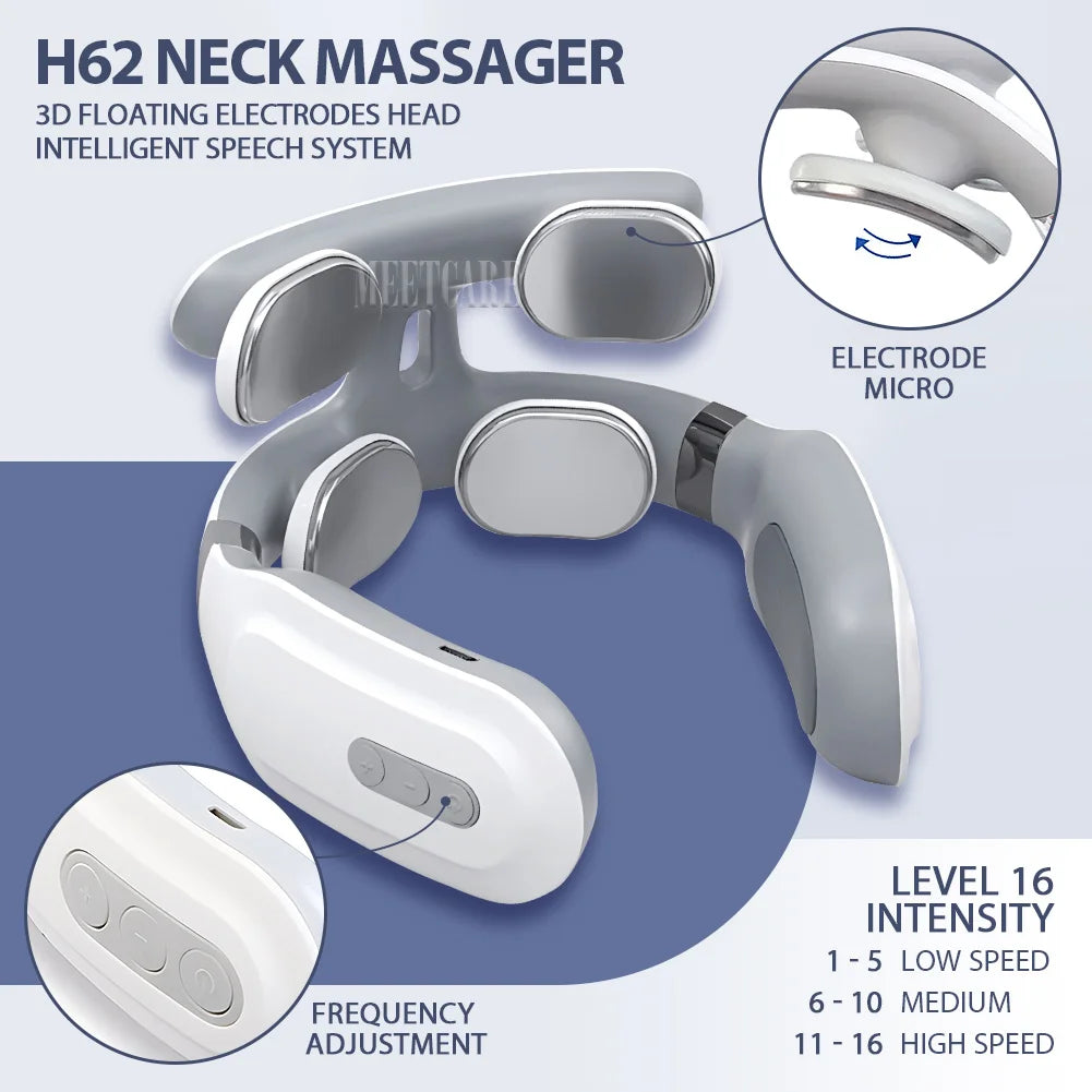 Smart Back Neck Massager TENS Pulse Shoulder Neck Massage Cervical Heating Relieve Pain Muscle Health Care
