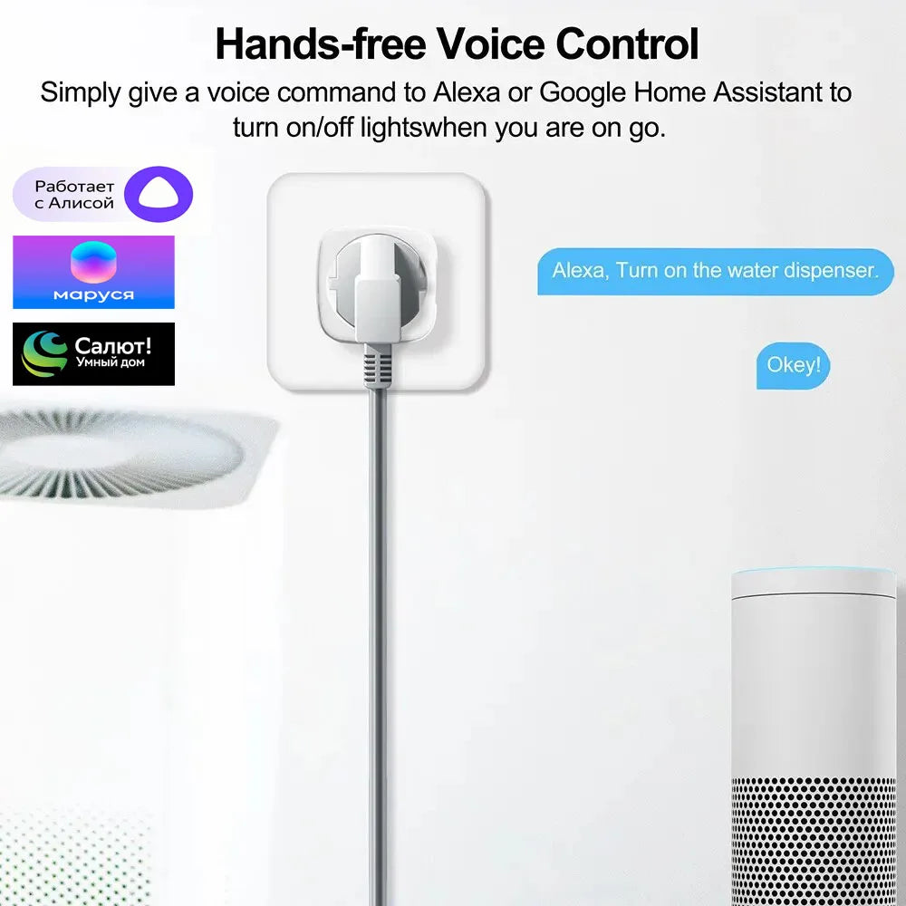 EWelink WiFi Smart Socket With Power Monitoring Smart Plug Timing Voice Control Work with Alexa Google Home Yandex Маруся