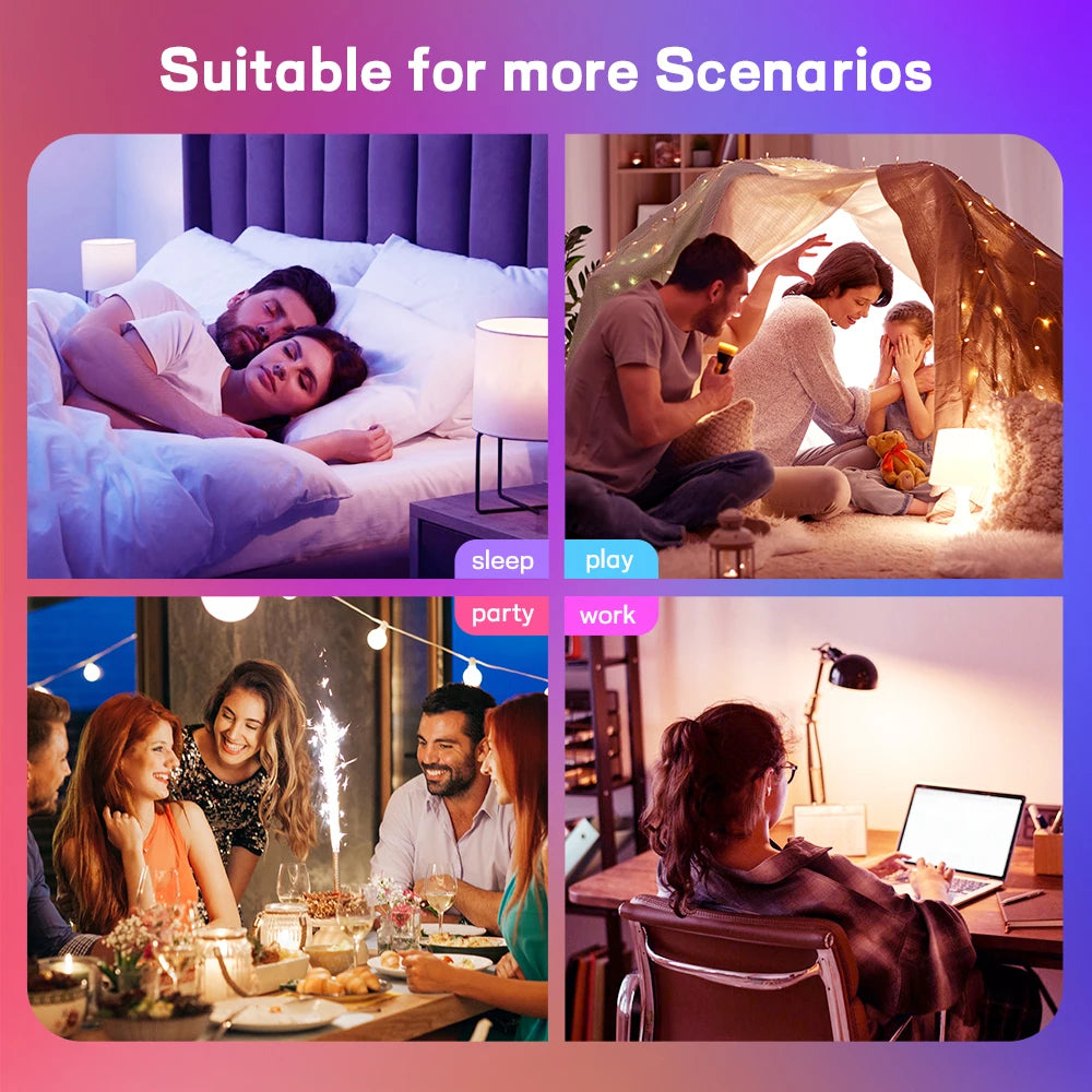 220V 110V WiFi Smart LED Bulb 9W 10W E27/E26 RGB+CCT Indoor Light Alexa Google Home Together APP Timing Dimming