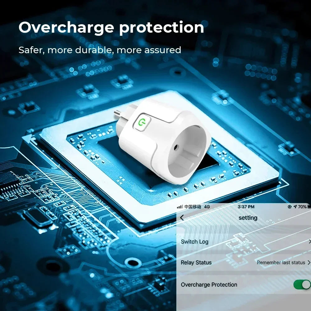 Tuya Smart Socket EU16A/20A Wifi Smart Plug With Power Monitoring Smart Life APP Remote Control Support Google Assistant Alexa