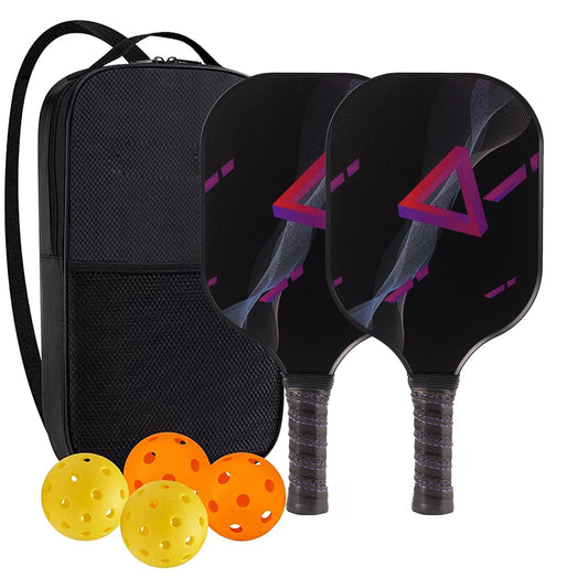 Graphite Pickleball Paddles Set of 2 USAPA Approved Carbon Fiber Surface Anti-Slip Sweat-Absorbing Grip Portable Carry Bag