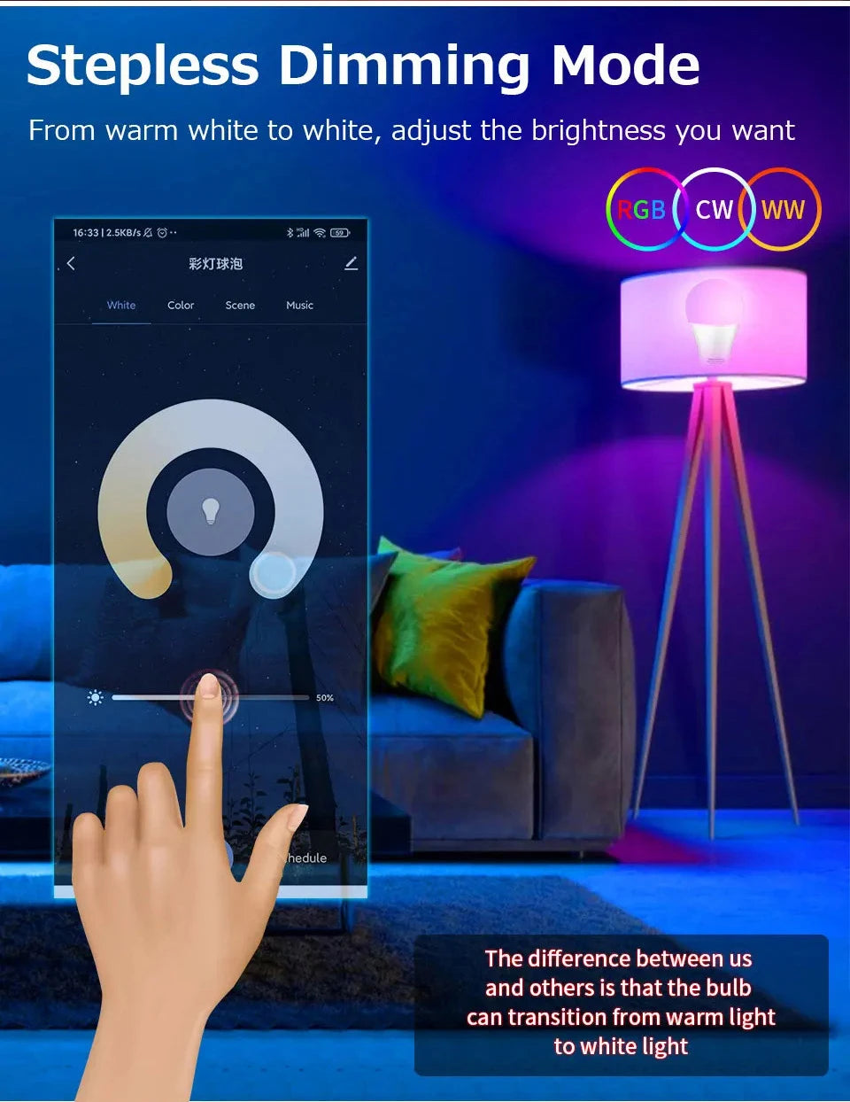 Tuya WiFi Bluetooth E27 Smart Bulb RGBCW 100-240V 15W LED Lamp E27 Light Bulbs App Voice Control Support Alexa Google Home Alice