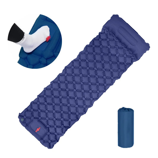 Outdoor Sleeping Pad Camping Inflatable Mattress Built-in Pump Ultralight Air Cushion Travel Mat With Headrest For Travel Hiking