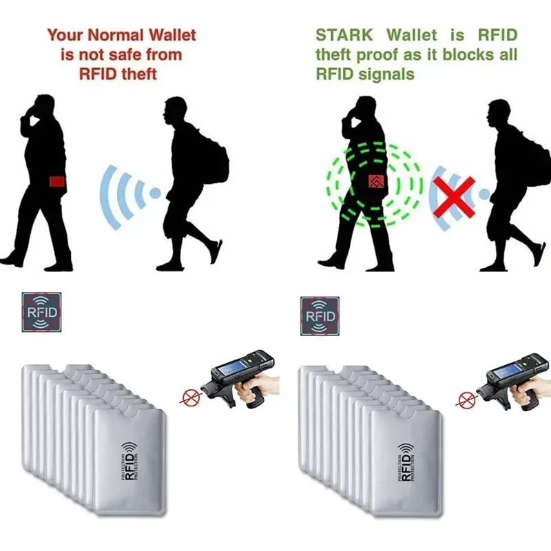 5/10/20pcs Portable Anti Rfid Wallet Blocking Reader Lock Bank Card Holder Id Bank Card Case Protection Metal Credit Card Holder