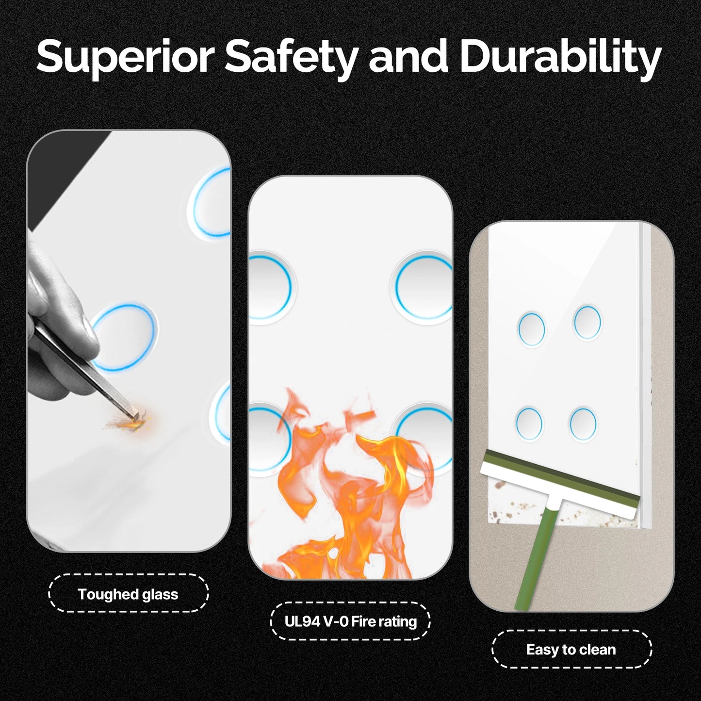 MOES Matter Tuya WiFi Smart Concave Glass Panel Light Switch Neutral Wire Required Compatible with Alexa Google Home SmartThings