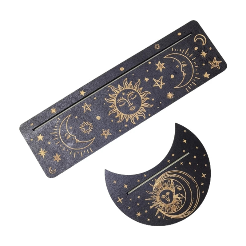 Wooden Tarot Card Stand Holder Moon Phases Altar Base Moon Shape And Rectangle Cards Holder For Witch Divination Tools