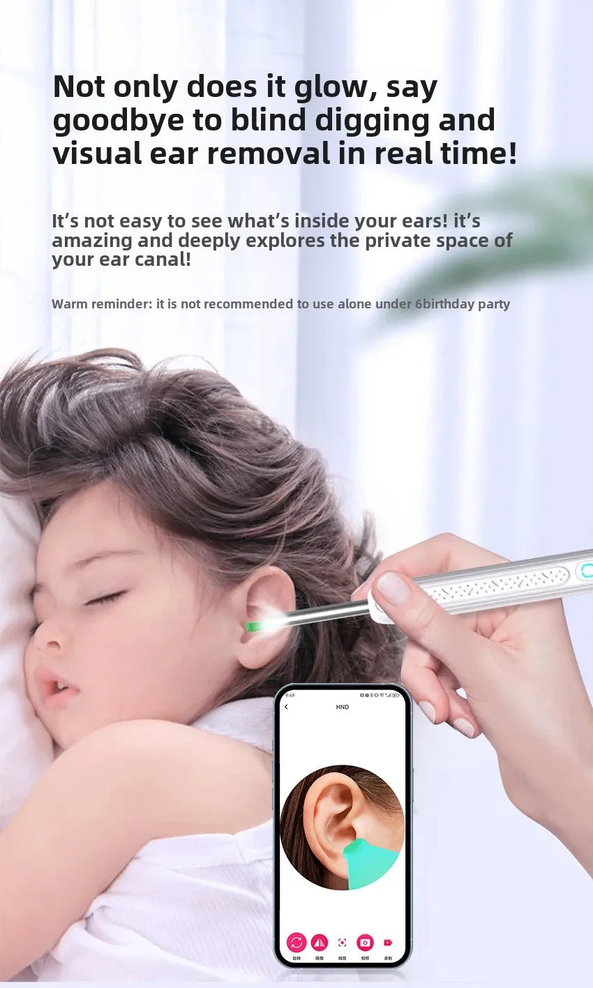 1-9pcs/Set Visual Ear Cleaner with Camera Ear Sticks USB Charging Ear Wax Removal Tool WIFI Connection 6 LED Lights Earpick