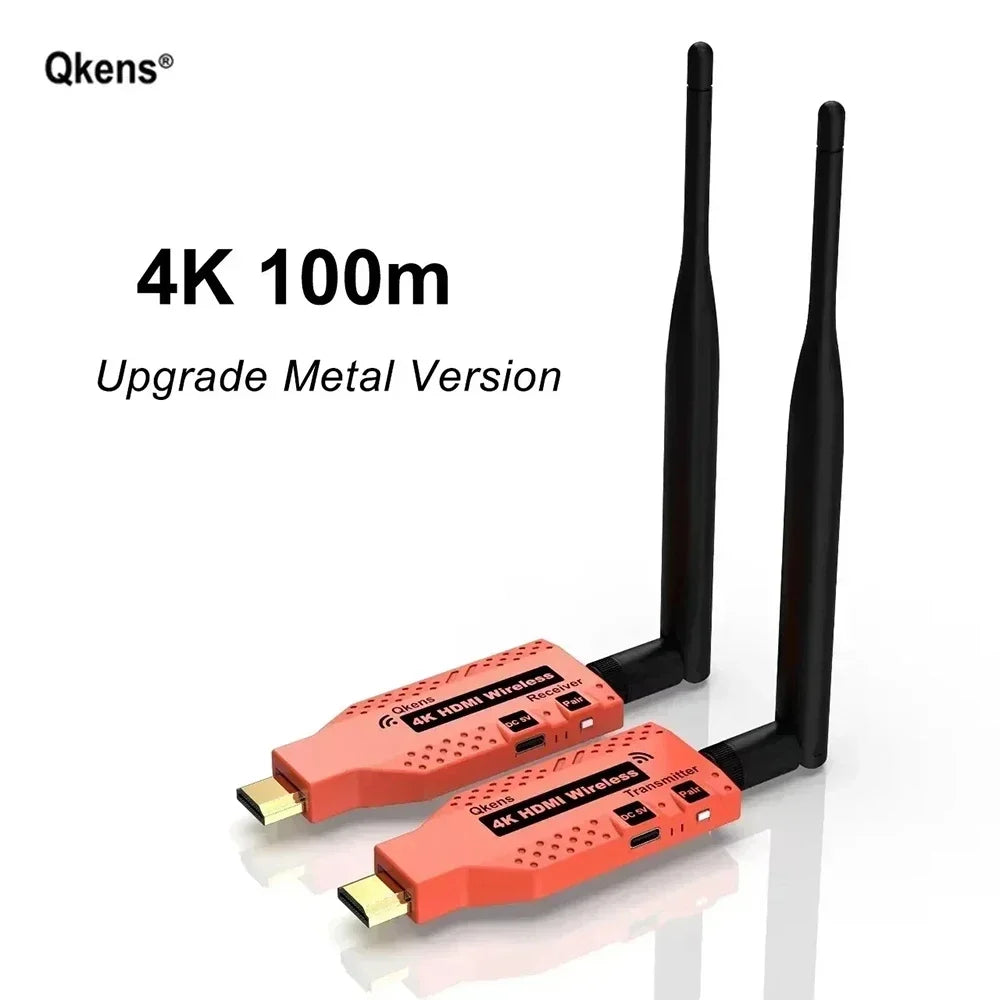 4K Wireless HDMI Extender 1x2 Splitter Video Transmitter and Receiver Display Adapter for DVD Camera Laptop PC To TV Projector