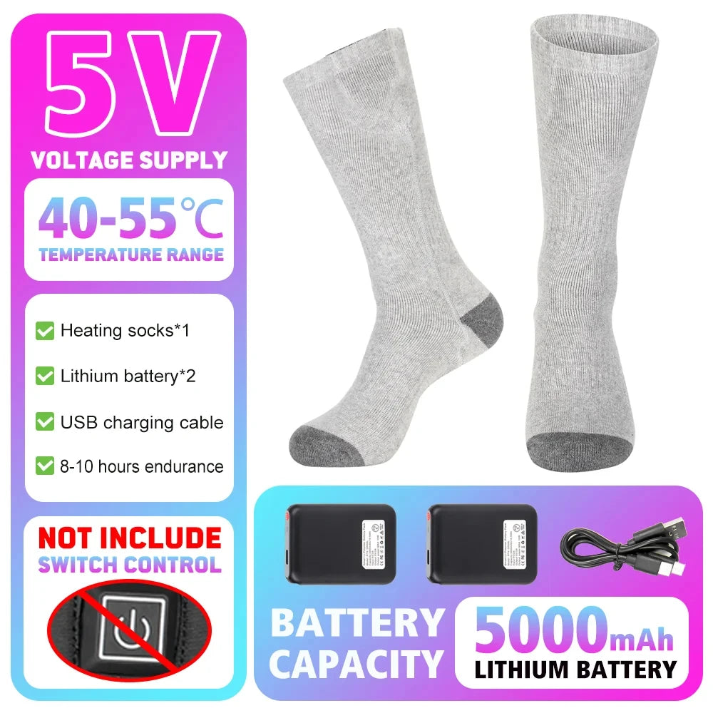 Winter Heated Sock Rechargeable Battery Stocking Men Women Electric Heating Ski Socks Sports Thermal Warmer Foot