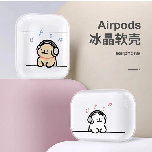 Cute Puppy Pattern Dog Earphone Cases for Apple AirPods4 1/ 2/ 3/ Pro Protective Cover Headphone Accessorie Protective Box