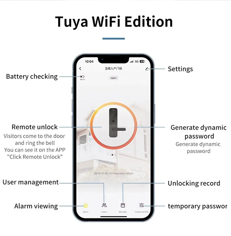 Waterproof Sliding Door Smart Lock Tuya WiFi Fingerprint Digital Code RFID Card Anti-Lock Aluminum Double-Side Electronic Lock