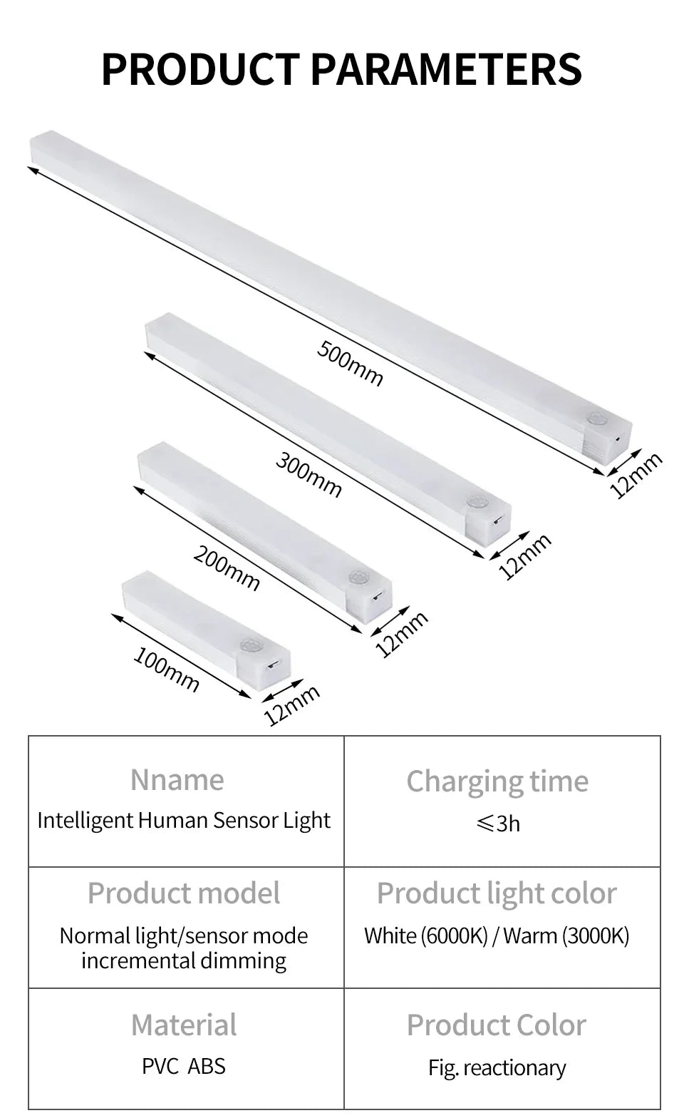 Motion Sensor LED Cabinet Light USB Rechargeable Wireless Night Lamp for Bedroom Kitchen Wardrobe Closet Staircase Lighting