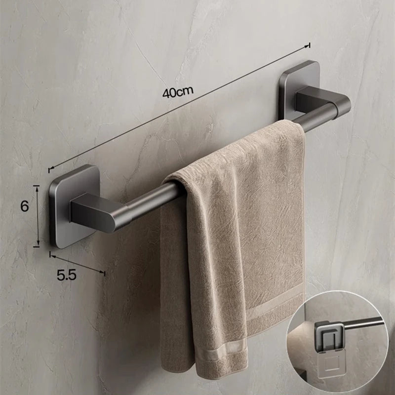 Wall Mounted Towel Holder Slipper Rack Bathroom Storage Rack Holder Without Drilling Bathroom Horizontal Bar Towel Rack