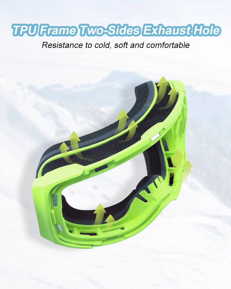 PHMAX Magnetic Ski Goggles UV400 Skiing Eyewear Anti-fog Lens Women Men Winter Outdoor Sports Mountain Snowboard Big Snow Goggle