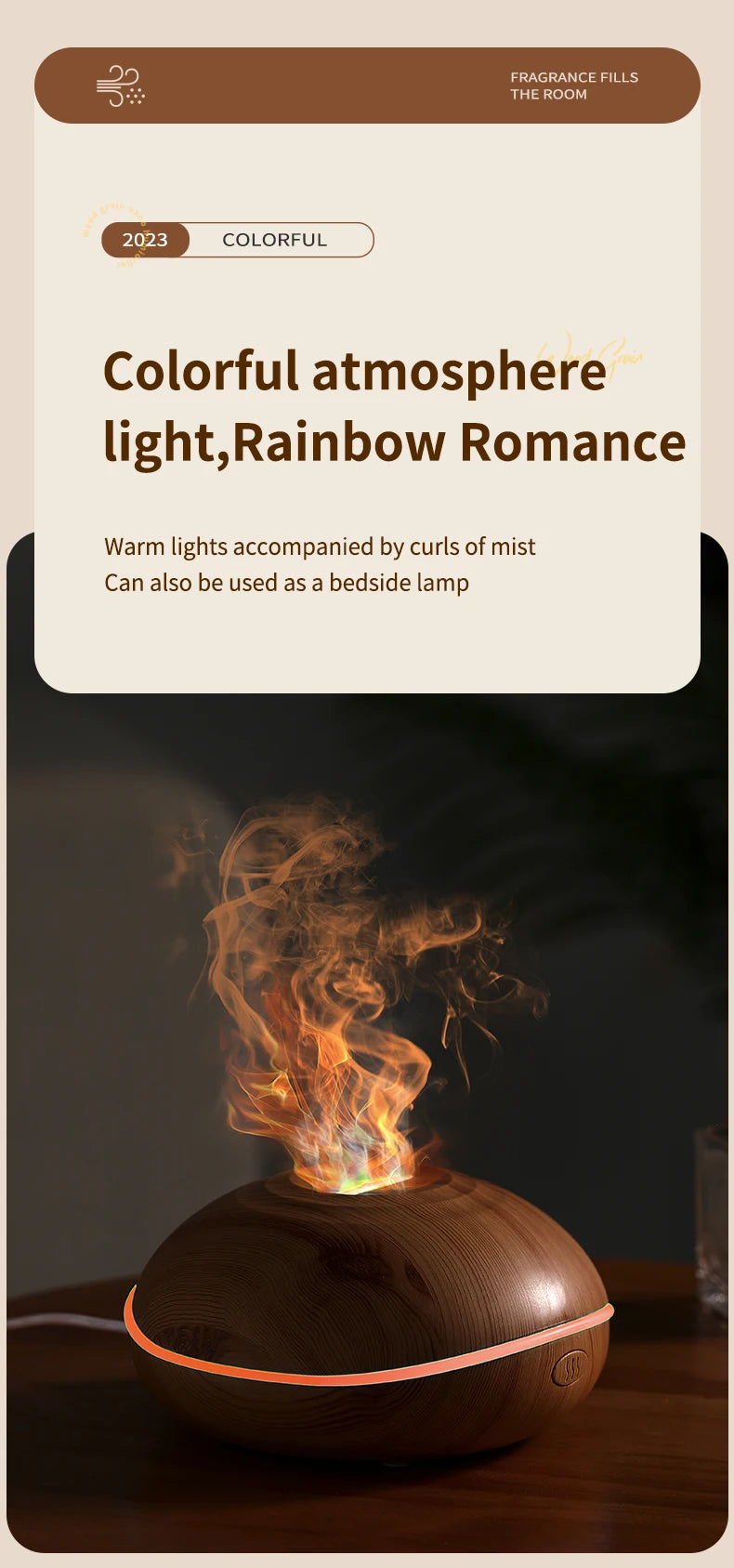 Air Humidifier Aromatherapy Essential Oil Diffuser Wood Grain 200ml Ultrasonic Remote Control 7 Color Lights For Home Bedroom