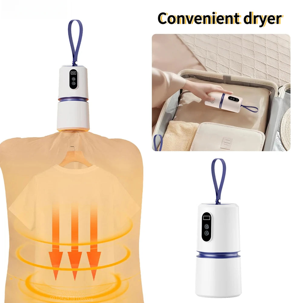 Pocket style mini dryer, silent integrated foldable dryer, household portable clothes dryer, business trip drying tool.